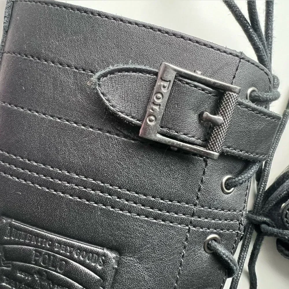 Polo Ralph Lauren Mens Ranger Boot combat bikercore leather black Radbourne 7.